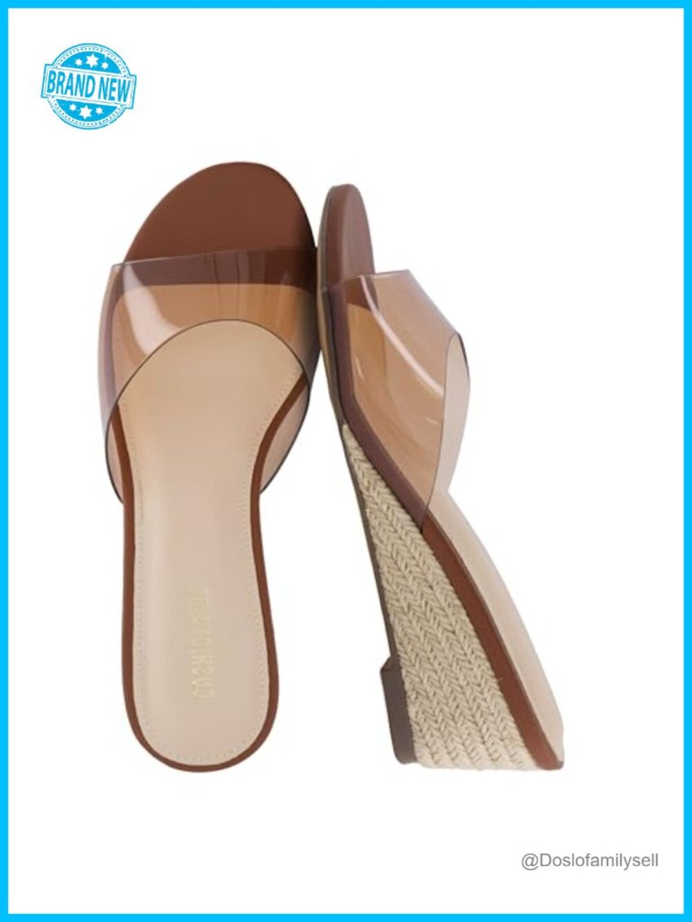 Women's Clear Slip-On Wedge Sandals with Cushioned Footbed, Espadrille Mule